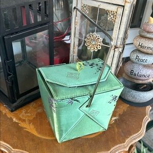 YANS Green Floral Chinese Take Out Box Purse